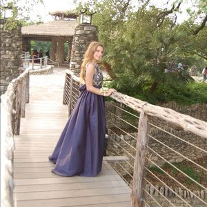 Blue Semi- High Low Prom dress